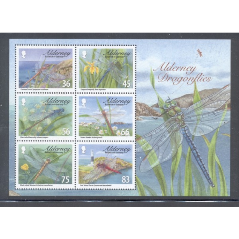 Alderney Sc 367a 2010 Dragonflies stamp sheet mint NH