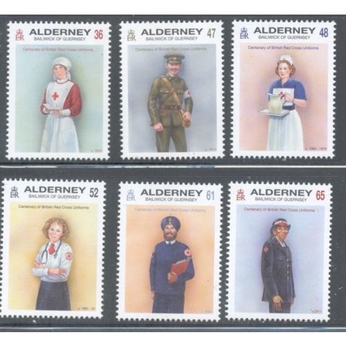 Alderney Sc 415-420 2011 Red Cross Uniforms stamp set mint NH