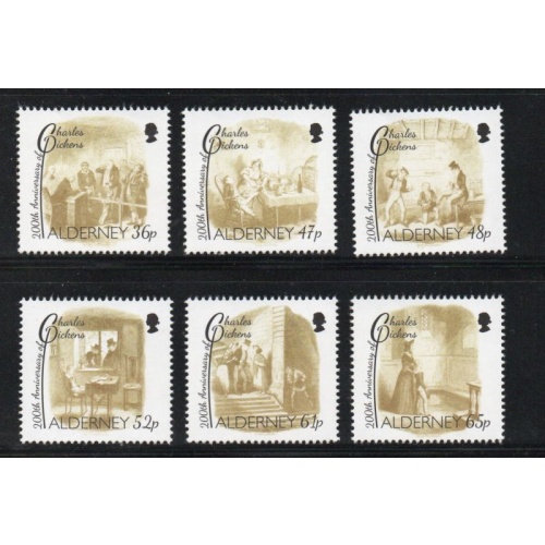 Alderney Sc 434-439 2012 Birth of Charles Dickens Anniversary stamp set mint NH