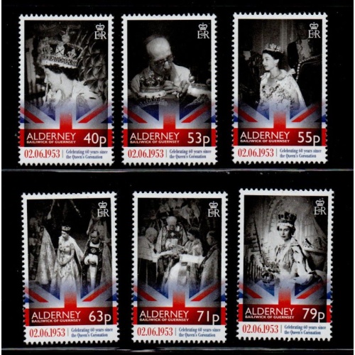 Alderney Sc 465-470 2013 60th Anniversary Coronation QE II stamp set mint NH