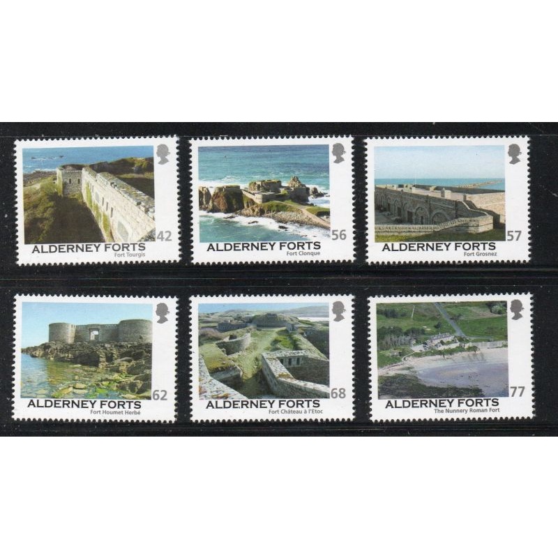 Alderney Sc 525-530 2015 Forts stamp set mint NH