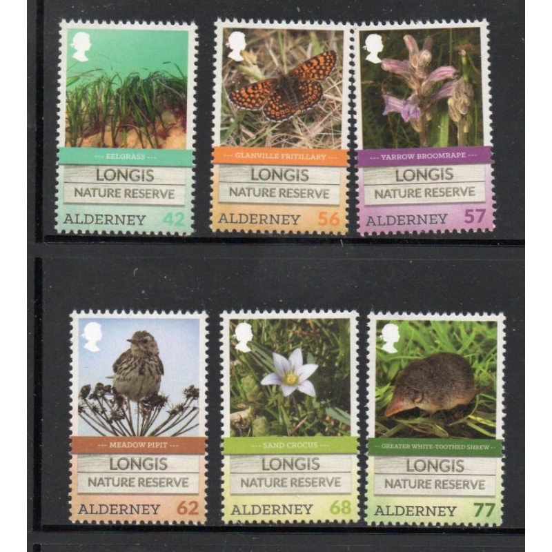 Alderney Sc 540-545 2016 Longis Nature Reserve stamp set mint NH