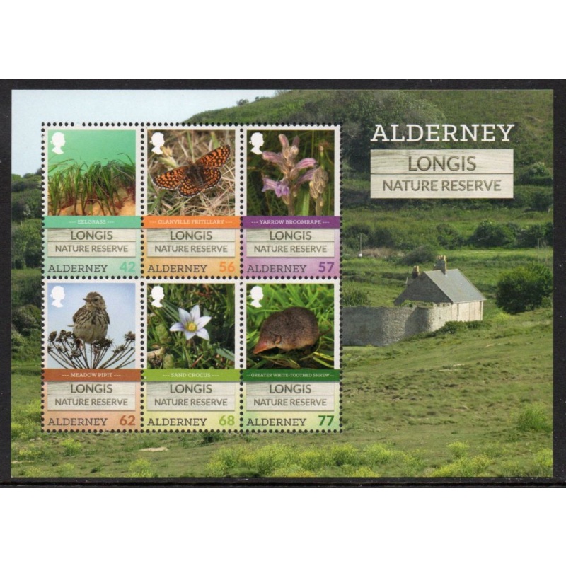 Alderney Sc 545a 2016 Longis Nature Reserve stamp sheet mint NH