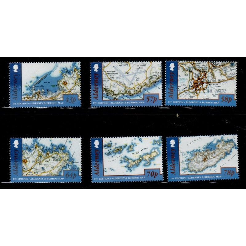 Alderney Sc 565-570 2017 Maps stamp set mint NH