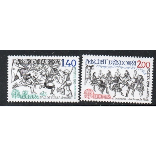 Andorra (Fr) Sc 286-87 1981 Europa stamp set mint NH