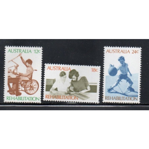 Australia Sc 523-525 1972 Handicapped  Rehabilitation stamp set mint NH