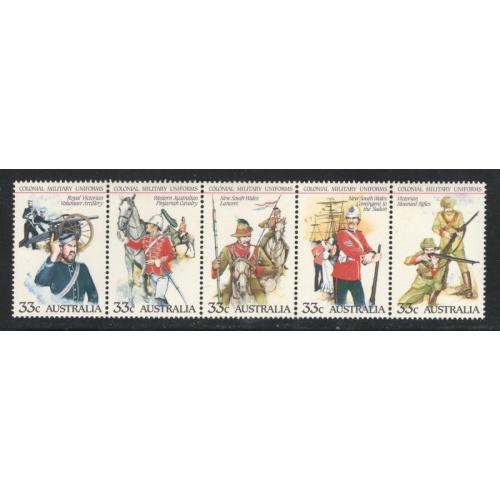 Australia Sc 945 1985 Colonial Military Uniforms stamp strip  mint NH