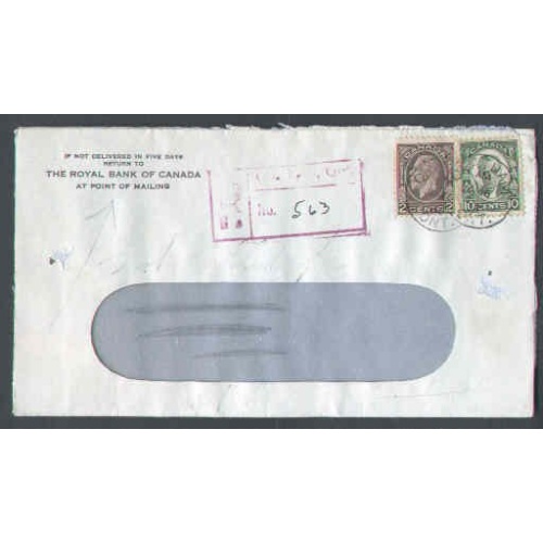 Canada-#8946-10c Cartier+2c Medallion reg'd-Kent Cty-Chatham,Ont-Jan