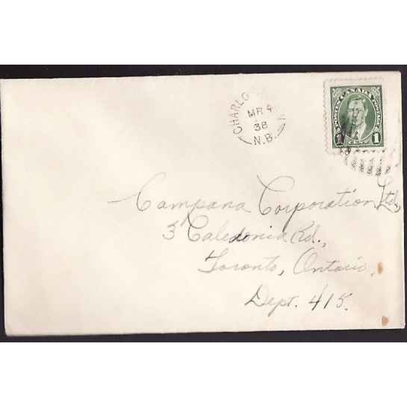 Canada-cover #10237-1c KGVI mufti-Charlo - Mr 4 1938 -