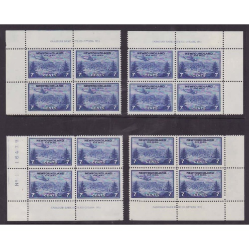 Newfoundland -Sc#C19- id35-unused og 7c Airmail Plate1 four positions