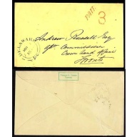 Canada-cover #12358-Stampless-Middlesex Cnty-Delaware,UC-Mr 4 1859 -"PAID 3"