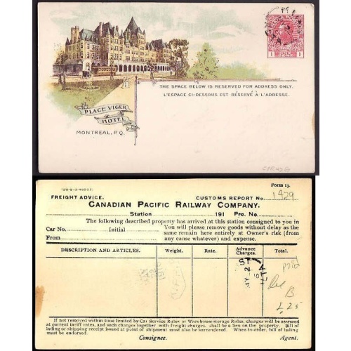 Canada-cover #10201-1c Admiral-Place Viger Hotel-(CPR 44G)-Kipp,Alberta-My 22