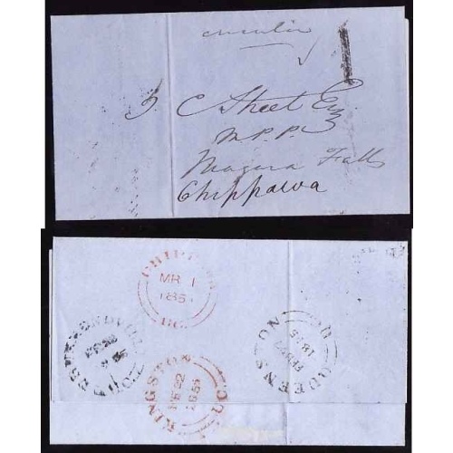 Canada-cover #13124-Stampless-circular delivery- Frontenac Cnty-Kingston,UC