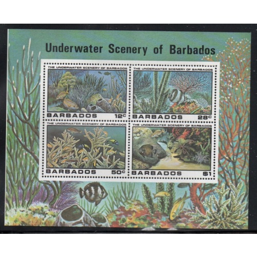 Barbados Sc 537a 1980 Underwater Life stamp sheet mint NH