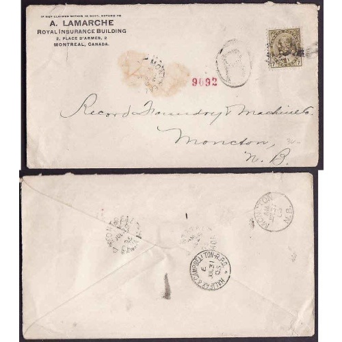 Canada-cover #10123-7c Edward reg'd-Montreal,Canada-Jul 29 1905-B/S Halifax &