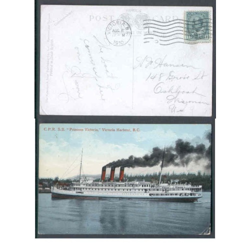 Canada-cover #9802-1c Edward p/c-"CPR SS Princess Victoria" on reverse-Victoria,BC-