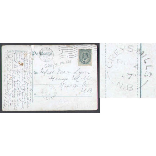 Canada-cover #5627 - 1c Edward-Greys Mills,NB-No 4 1907-
