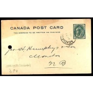 Canada-cover #11857 - 1c Leaf postcard - Acadia Mines, NS - May 23 1900