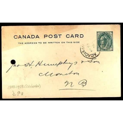 Canada-cover #11857 - 1c Leaf postcard - Acadia Mines, NS - May 23 1900
