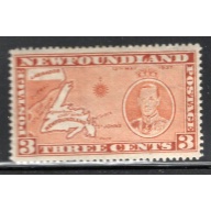 Newfoundland Sc 234 1937 3c orange  brown Map and George VI stamp mint