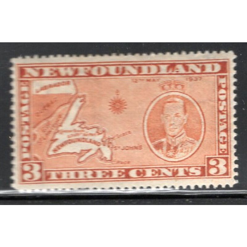 Newfoundland Sc 234 1937 3c orange  brown Map and George VI stamp mint