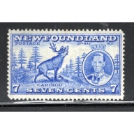Newfoundland Sc 235 1937 7c bright ultramarine Caribou and George VI stamp mint