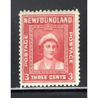 Newfoundland Sc 246 1938 3c dark carmine Queen Elizabeth stamp  mint