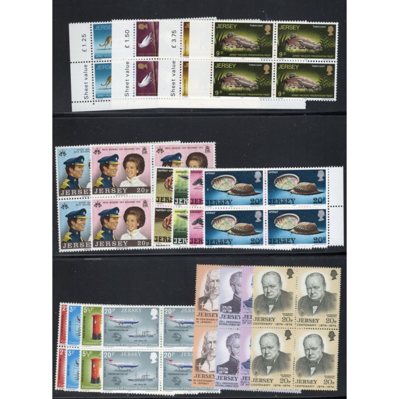 Jersey 38//245 Blocks of 4 accumulation mint NH