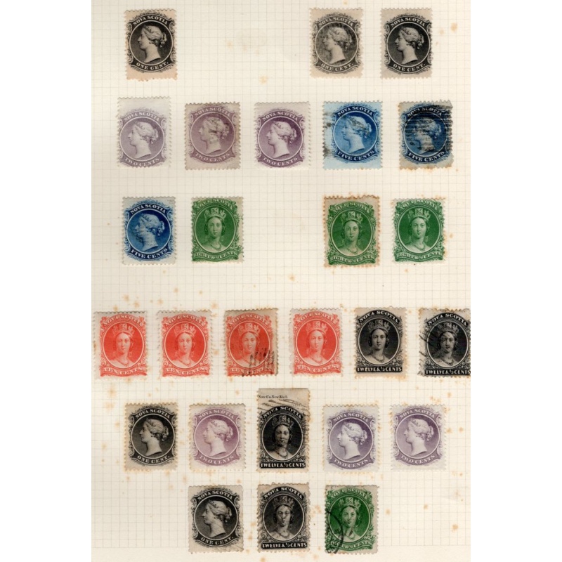 Nova Scotia small balance Sc 8-13 on page mint & used