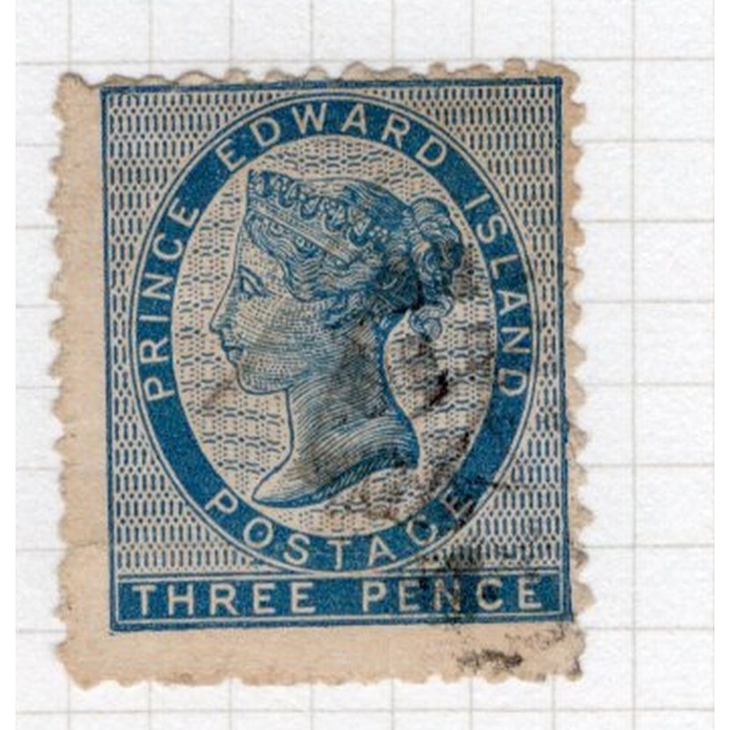 Prince Edward Island Sc 6 1862 3d blue Victoria stamp used