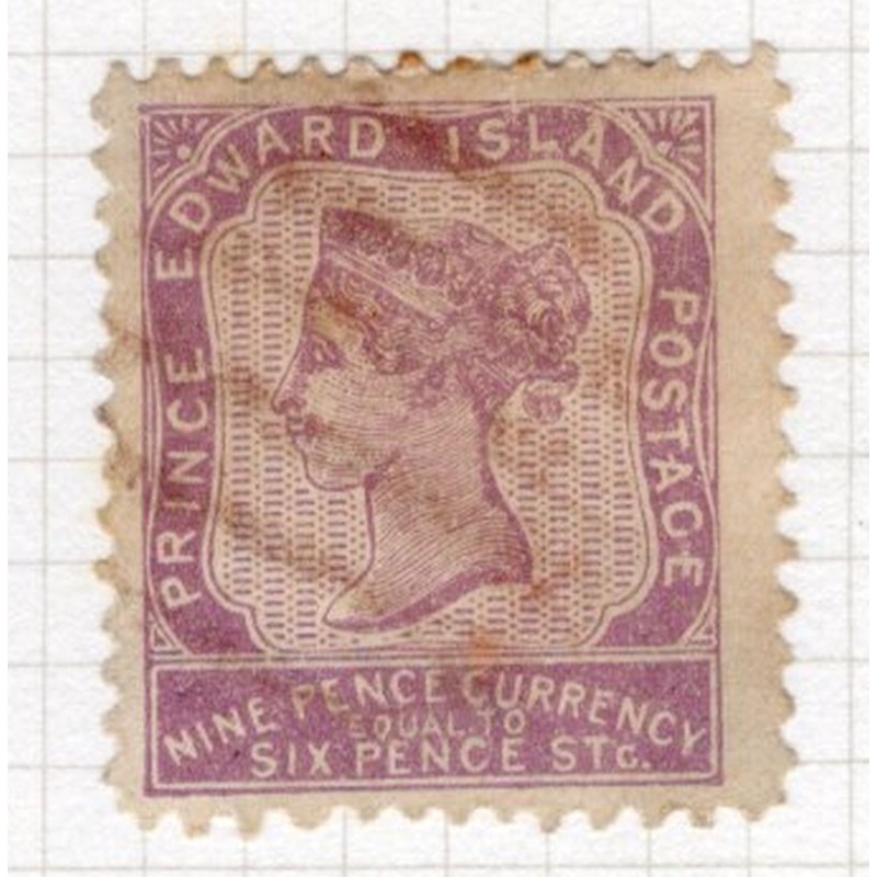 Prince Edward Island Sc 8 1862 9d violet Victoria stamp used