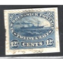 New Brunswick Sc 10 1860 12 1/2c blue Ship stamp used on piece
