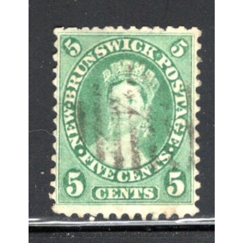 New Brunswick Sc 8 1860 5c yellow green Victoria stamp used