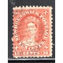 New Brunswick Sc 9 1860 10c vermilion Victoria stamp used