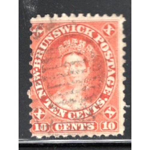 New Brunswick Sc 9 1860 10c vermilion Victoria stamp used