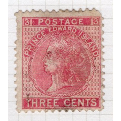 Prince Edward Island Sc 13 1872 3 c rose Victoria stamp used