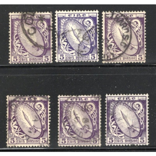 Ireland Sc 72 1922 5d Sword of Light stamp 6 used copies
