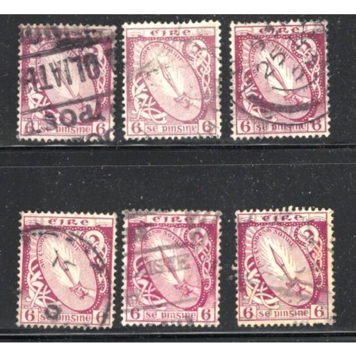 Ireland Sc 73 1922 6d Sword of Light stamp 6 used copies
