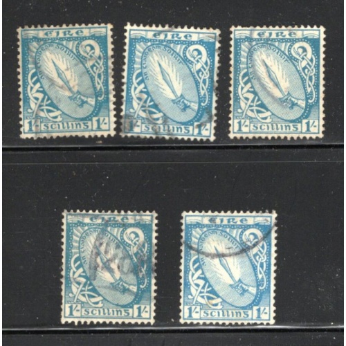 Ireland Sc 76 1922 1 shilling Sword of Light stamp 5 used copies