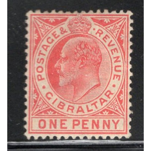 Gibraltar Sc 51 1912 1 d carmine Edard VII stamp mint