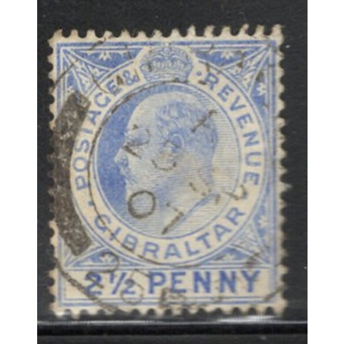 Gibraltar Sc 55 1907 2 1/2d ultra Edward VII stamp used