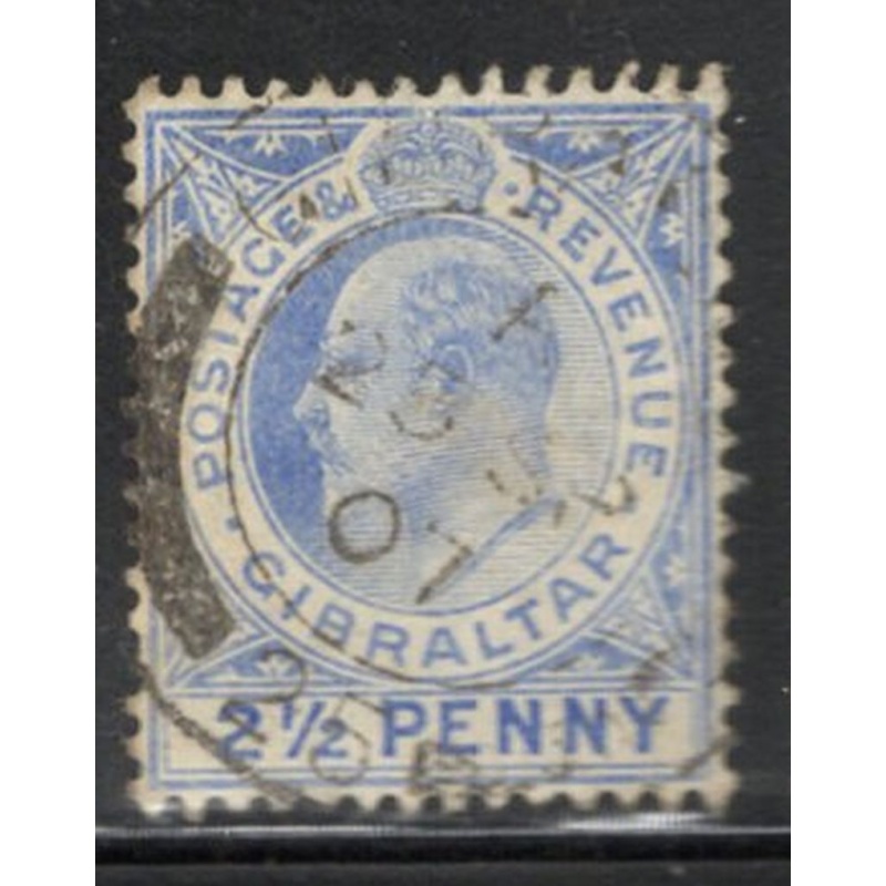Gibraltar Sc 55 1907 2 1/2d ultra Edward VII stamp used