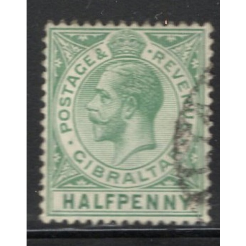 Gibraltar Sc 66 1912 1/2 d green George V stamp used