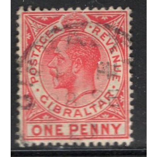 Gibraltar Sc 67 1912 1d carmine George V stamp used