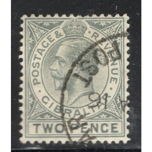 Gibraltar Sc 68 1912 2d gray George V stamp used