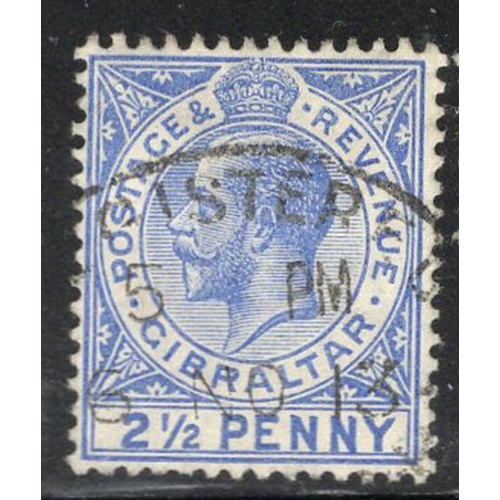 Gibraltar Sc 69 1912 2 1/2 d ultra George V stamp used