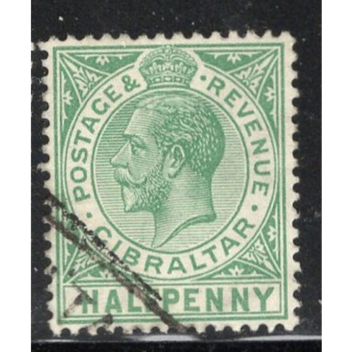 Gibraltar Sc 76 1926 1/2d green George V stamp used