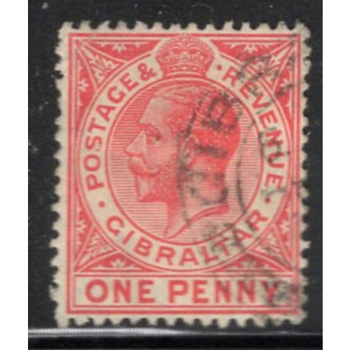 Gibraltar Sc 77 1922 1d rose red George V stamp used