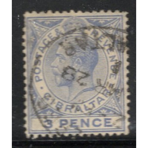 Gibraltar Sc 81 1922 3d ultra George V stamp used