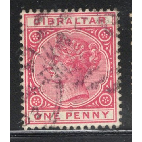 Gibraltar Sc 11 1898 1 d carmine rose Victoria stamp used